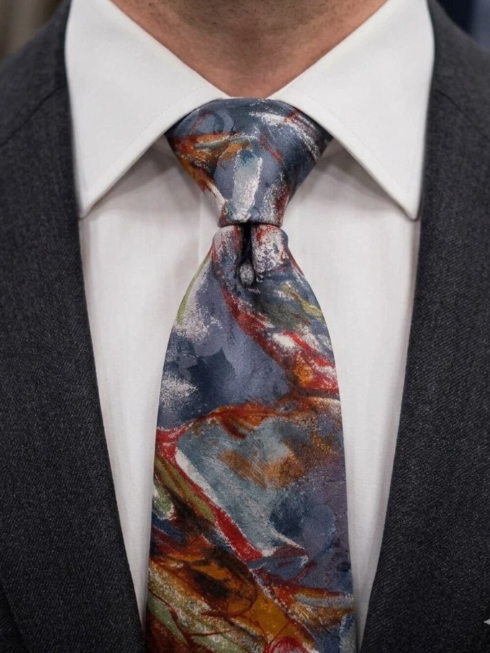 AVANT GARDE! Vtg 80s HALSTON III Italian Silk MATISSE Style Abstract Art Tie USA